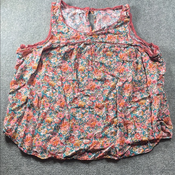 Maurices Tops - Maurices Floral Tank in Coral Pink and Teal